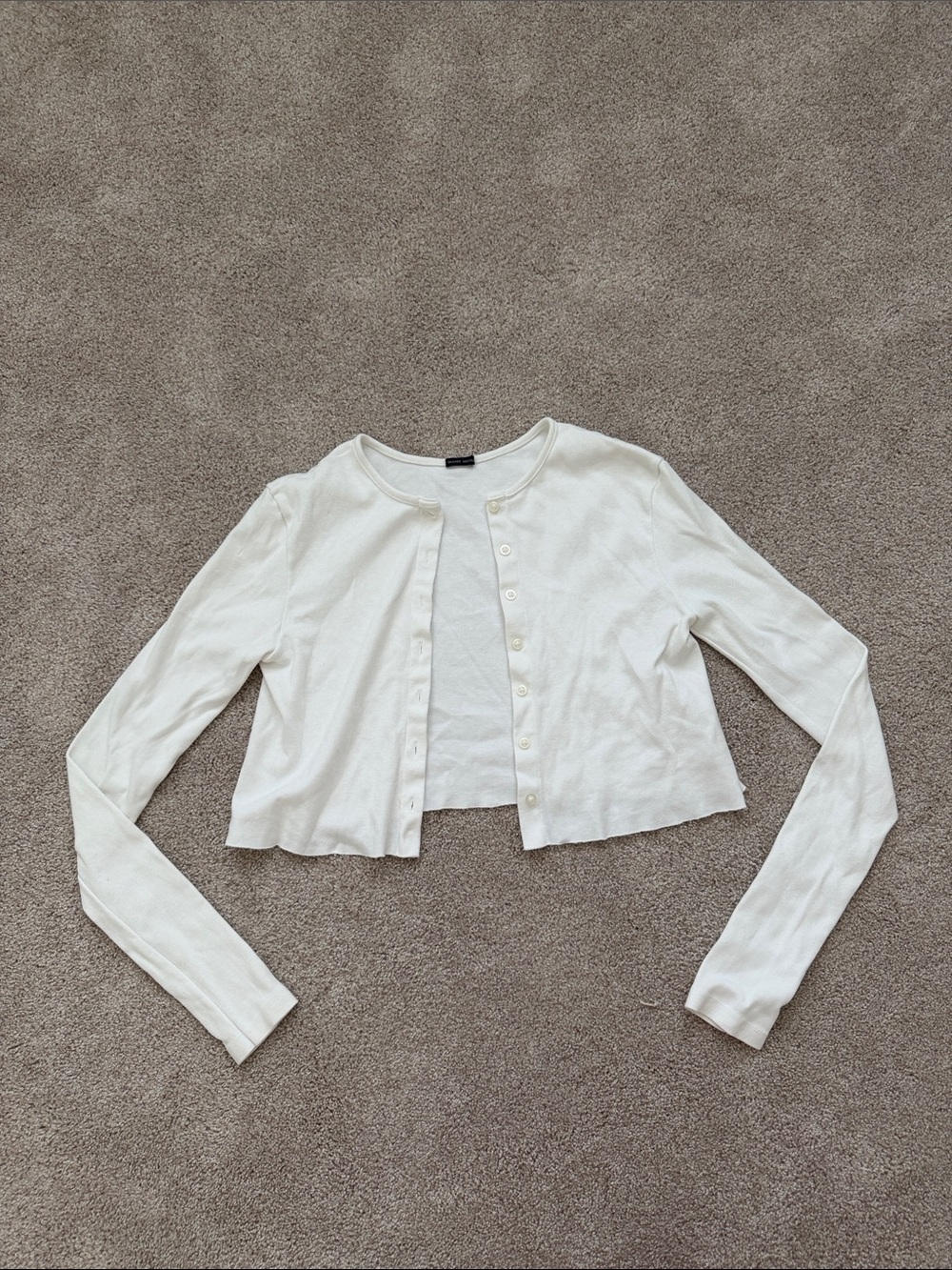Brandy Melville White Cropped Button-Up Cardigan